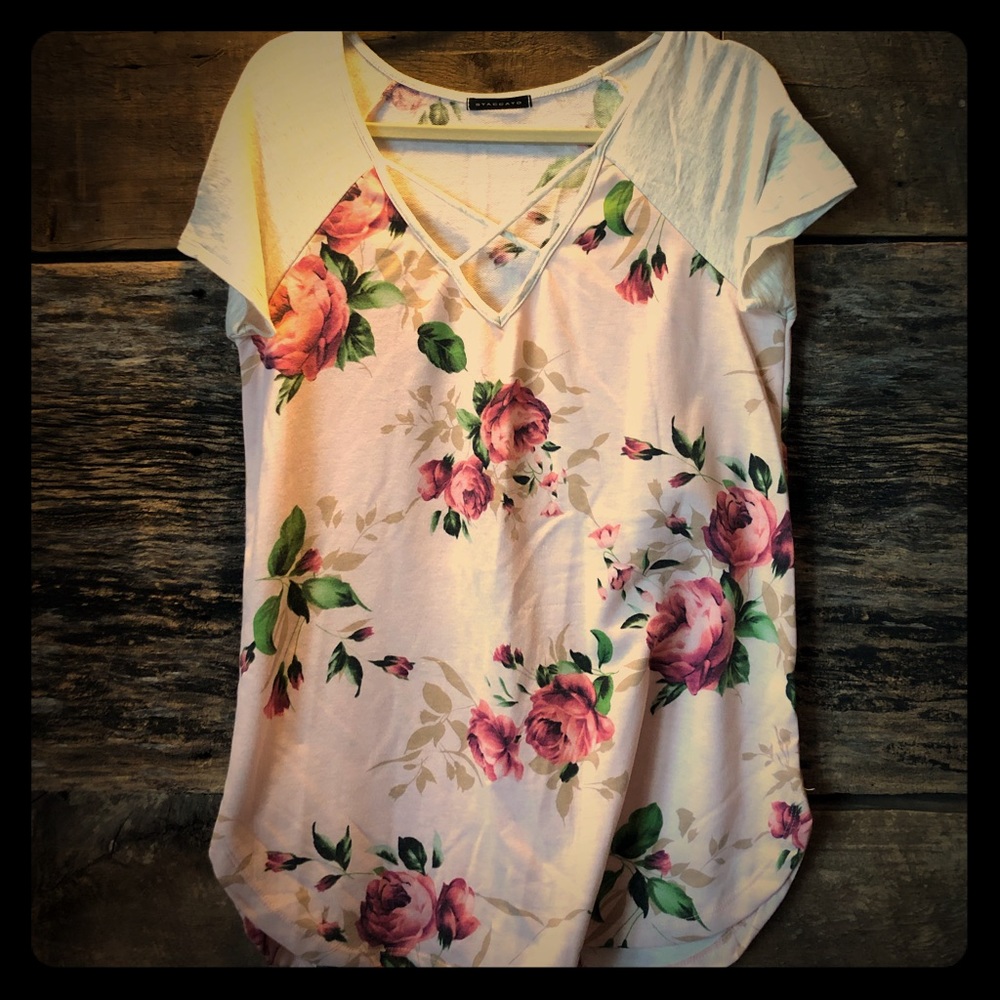 Cross neck floral top